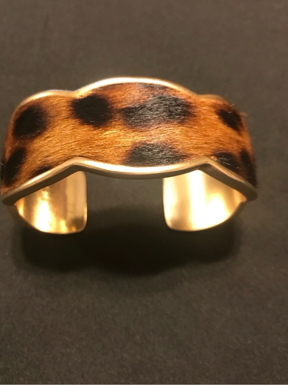 Leopard Print Faux Fur Cuff Bracelet in Brown and Black